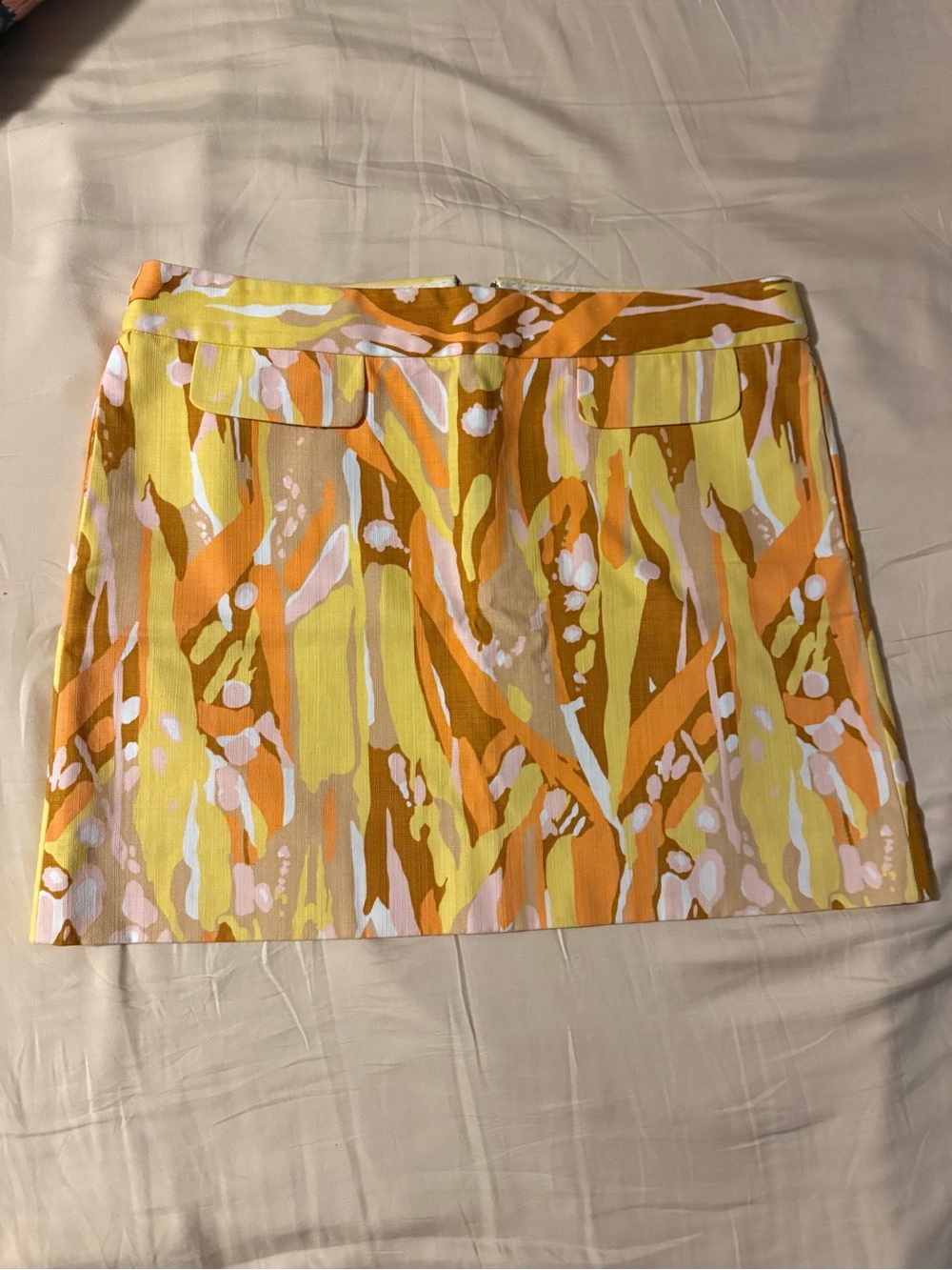 J. Crew Bright Abstract Print Mini Skirt — Yellow & Orange